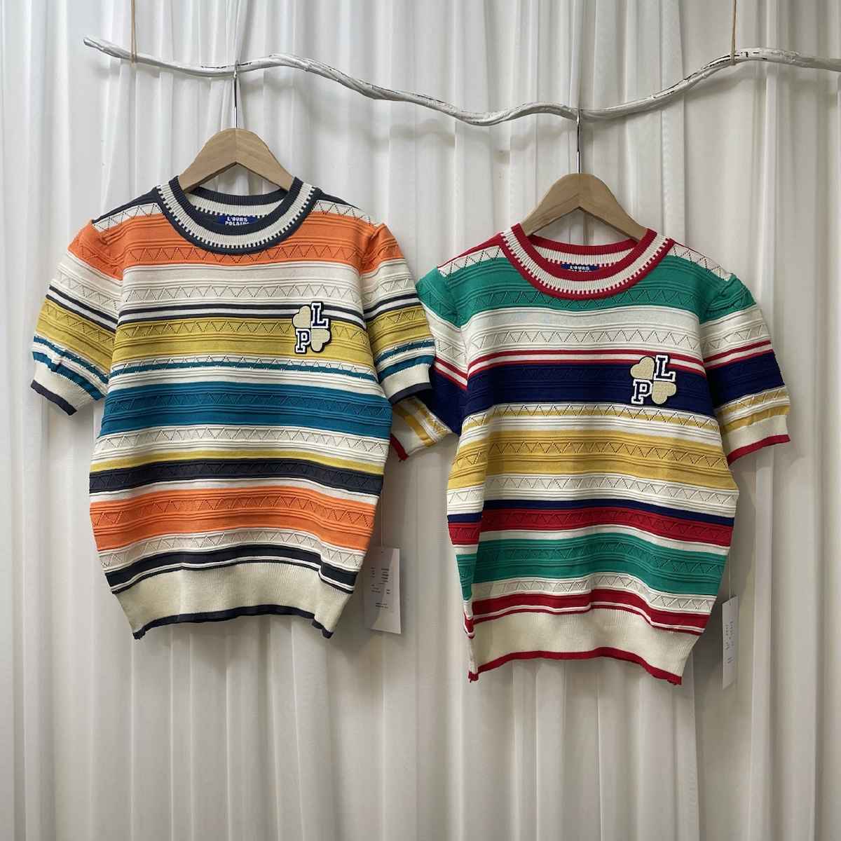 [ L’OURS POLAIRE ET BLEU / ルスポレール＆ブリュ ] マルチボーダー半袖ニットソー