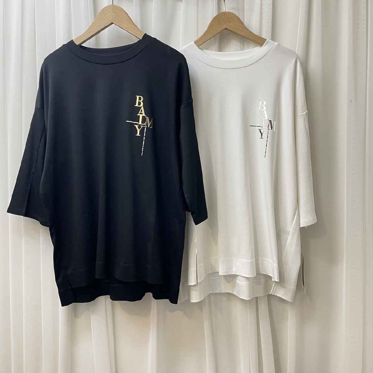 [ Chris montez / クリスモンテス ] 箔プリント七分袖Tシャツ