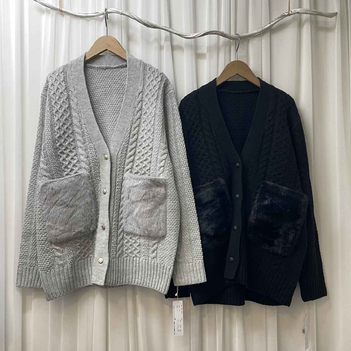 [ epidemique / エピデミーク ] エコファーポケットニットカーディガン