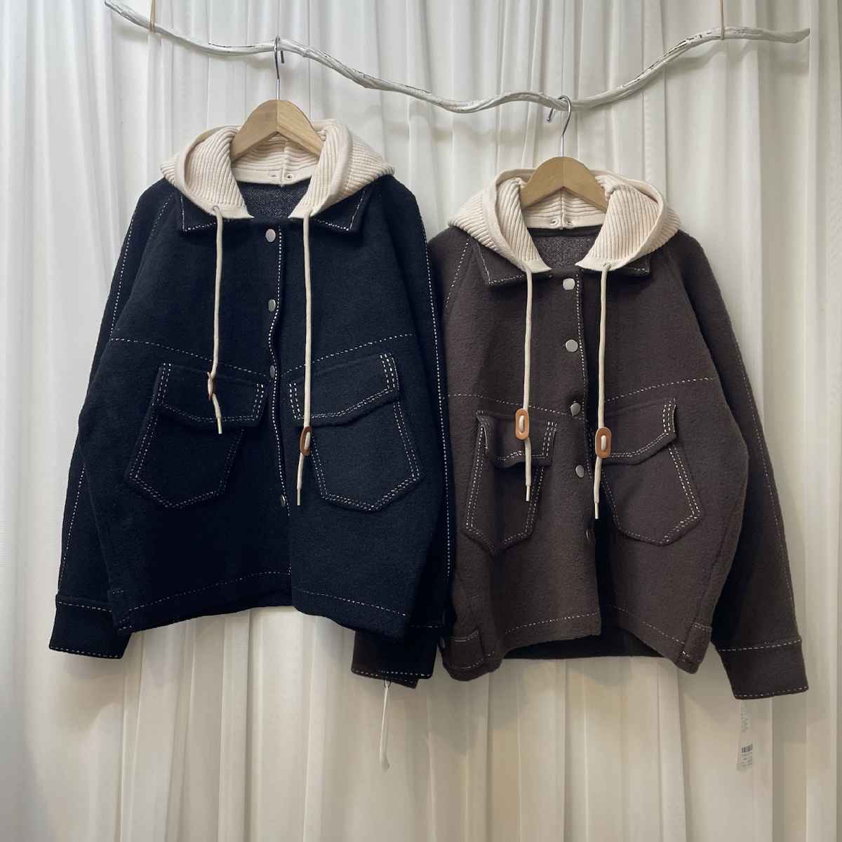 [ se chercher / スシェルシェ ] ハンドステッチ風ニットアウター