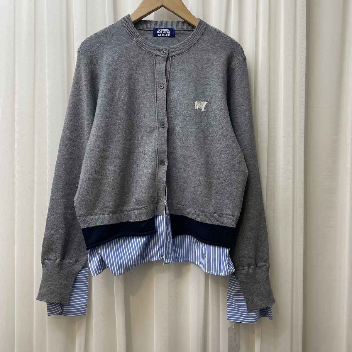 12月下旬入荷 [ L’OURS POLAIRE ET BLEU / ルスポレール＆ブリュ ] シャツレイヤードニットカーディガン