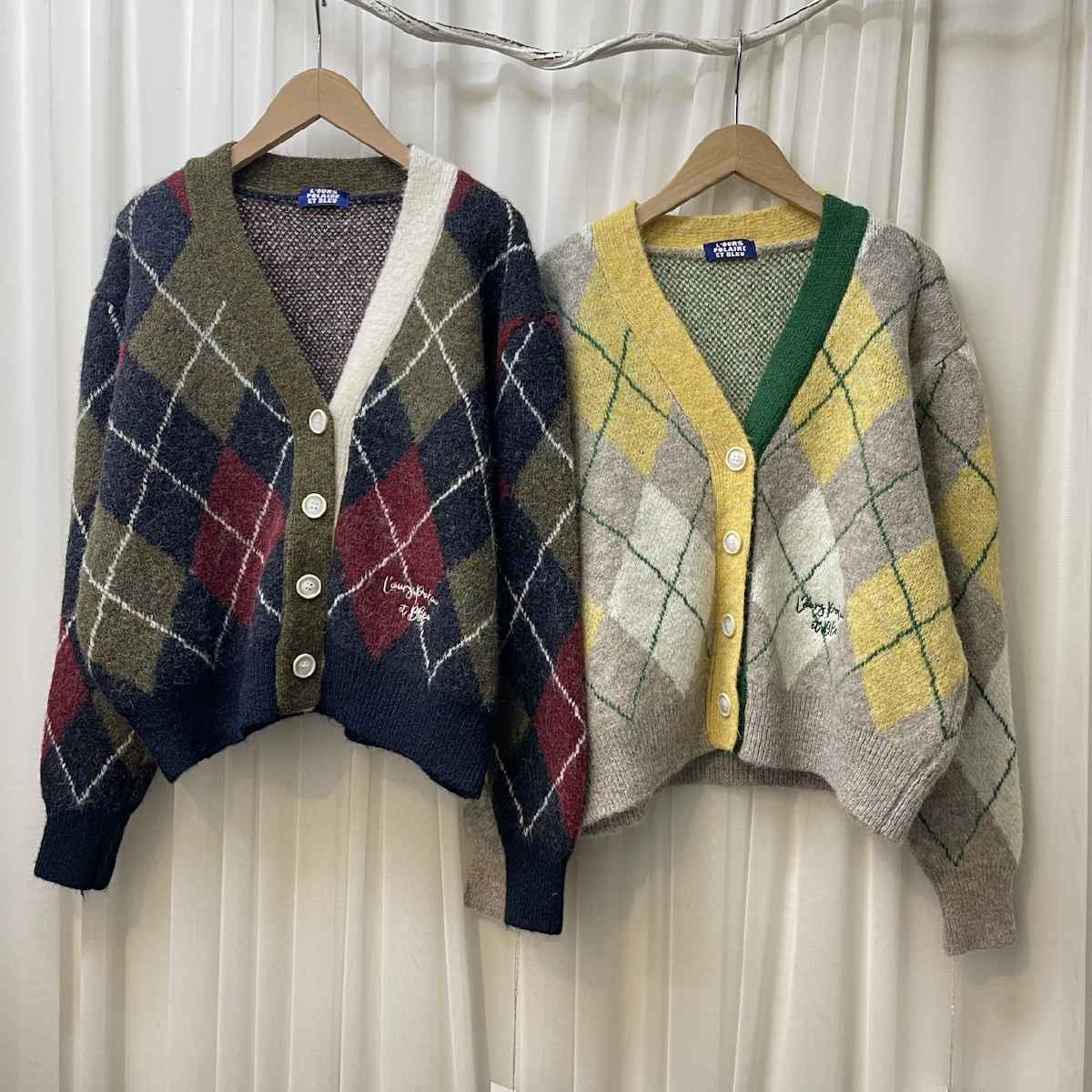 [ L’OURS POLAIRE ET BLEU / ルスポレール＆ブリュ ] アーガイルニットカーディガン
