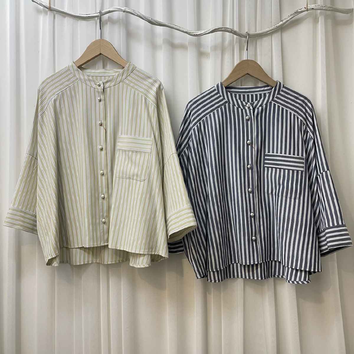 [ se chercher / スシェルシェ ] パールボタンストライプシャツ